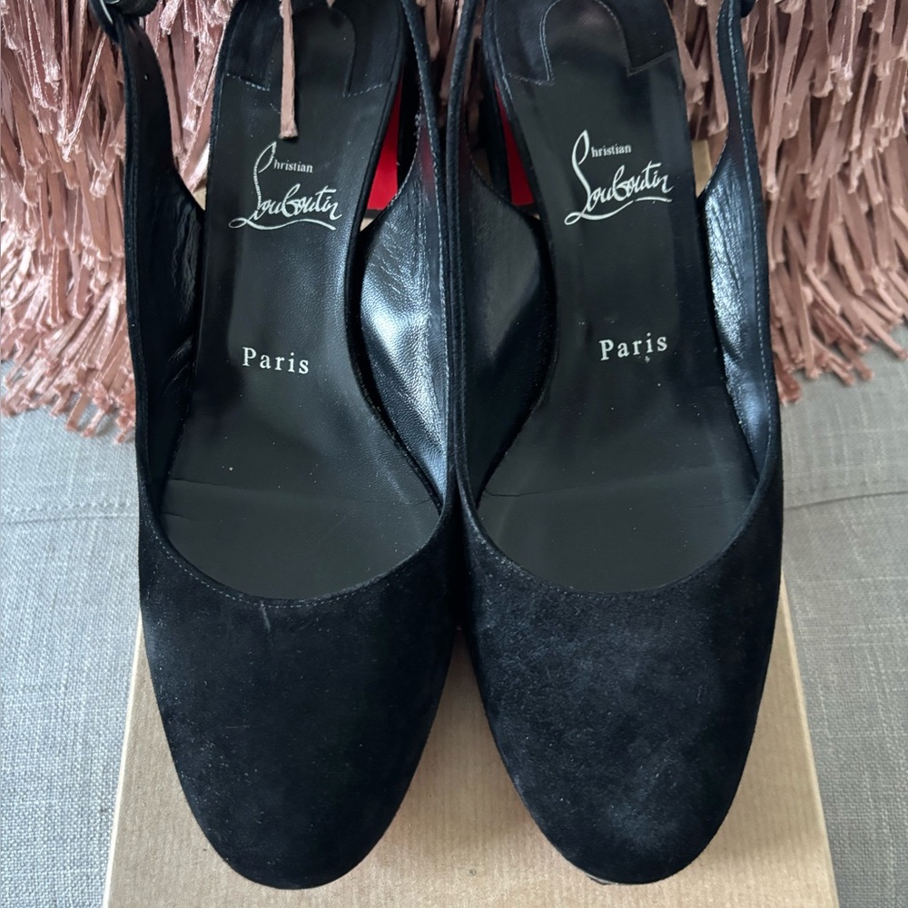 Authentic Christian Louboutin "So Jane" suede round toe sling back 2.25 inch
